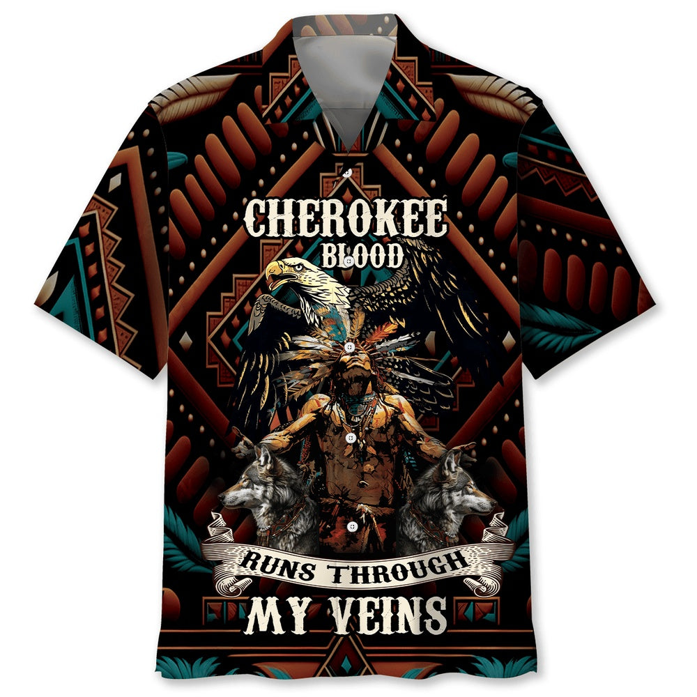 Native American Cherokee Blood Hawaiian Shirt, Funny Hawaiian Shirt, Usa Hawaiian Shirt, Vintage Hawaiian Shirts