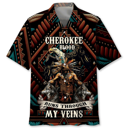 Native American Cherokee Blood Hawaiian Shirt, Funny Hawaiian Shirt, Usa Hawaiian Shirt, Vintage Hawaiian Shirts