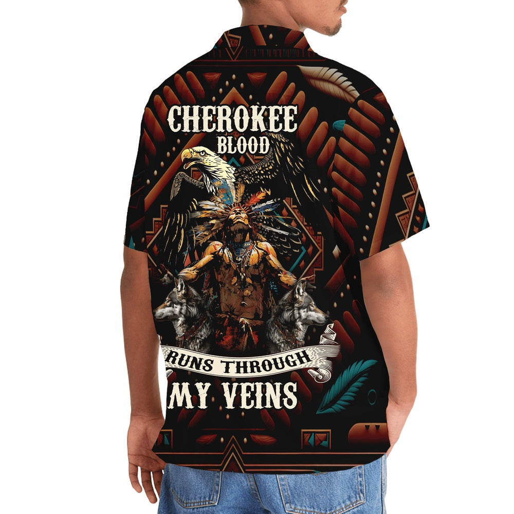 Native American Cherokee Blood Hawaiian Shirt, Funny Hawaiian Shirt, Usa Hawaiian Shirt, Vintage Hawaiian Shirts