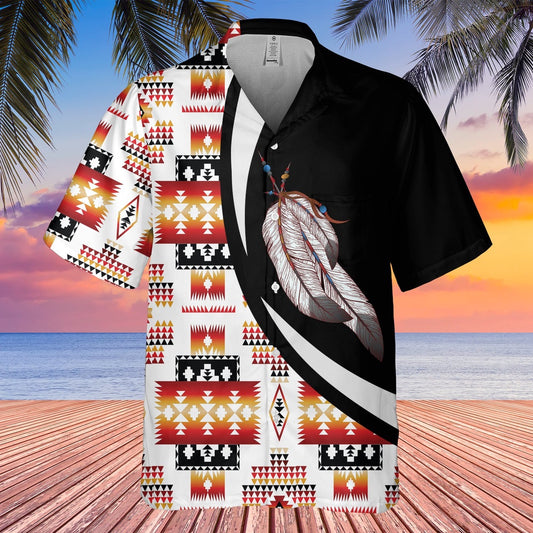 Native American Hawaiian Shirt, 3D Printed Feather Vivid And Impressive Hawaiian Shirt, Native Pattern Shirt