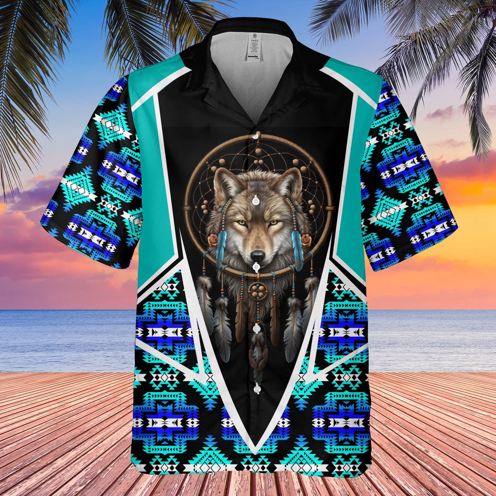 Native American Hawaiian Shirt, Authoritative Wolf Graphic Hawaiian Shirt, Wolf Native Hawaiian Shirt