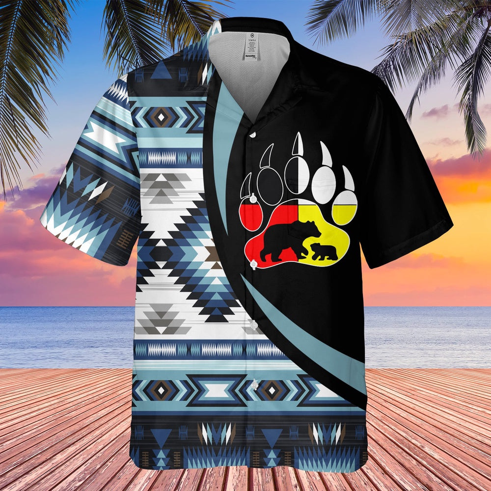 Native American Hawaiian Shirt, Bear Claws Hawaiian Shirt, Native Pattern Shirt