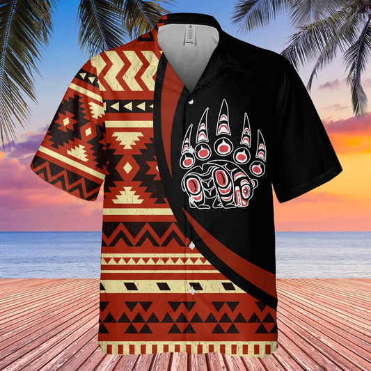 Native American Hawaiian Shirt, Bear Hat Hawaiian Shirt, Native Pattern Shirt