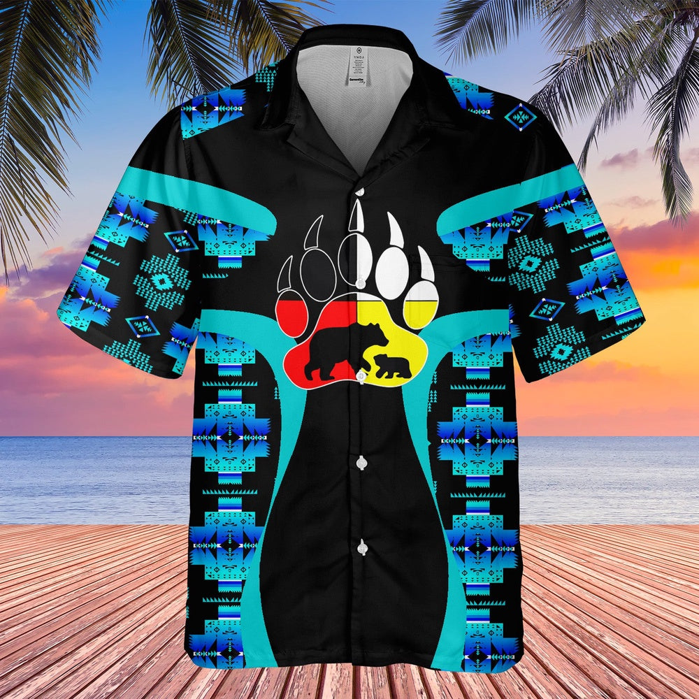 Native American Hawaiian Shirt, Bear Lore Hawaiian Shirt, Native Pattern Shirt