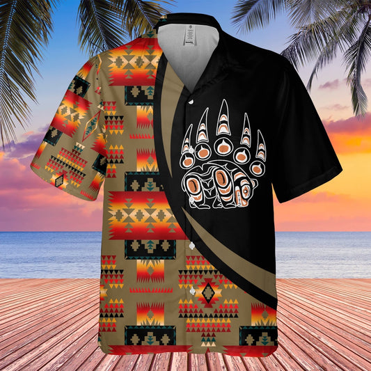 Native American Hawaiian Shirt, Bear Mark Hawaiian Shirt, Native Pattern Shirt