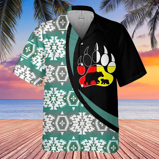 Native American Hawaiian Shirt, Bear Painting Hawaiian Shirt, Native Pattern Shirt
