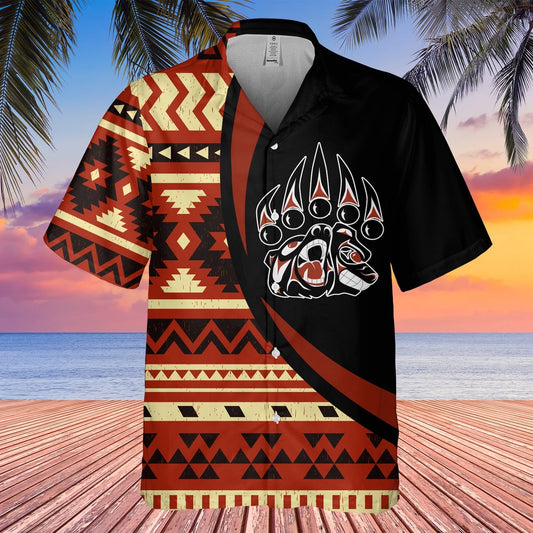Native American Hawaiian Shirt, Bear Plush Hawaiian Shirt, Native Pattern Shirt