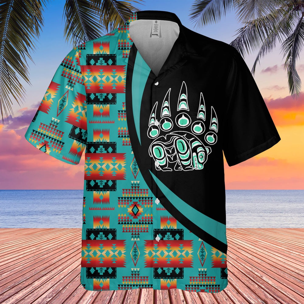 Native American Hawaiian Shirt, Bear Power Hawaiian Shirt, Native Pattern Shirt