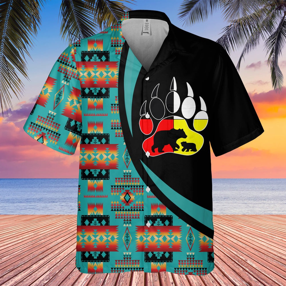 Native American Hawaiian Shirt, Bear Spirit Hawaiian Shirt, Native Pattern Shirt