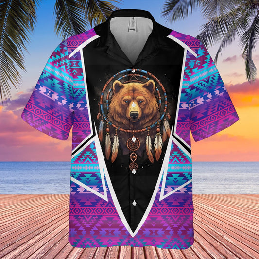 Native American Hawaiian Shirt, Bear Tourism Discover Wild Bear Habitats Hawaiian Shirt, Native Pattern Shirt