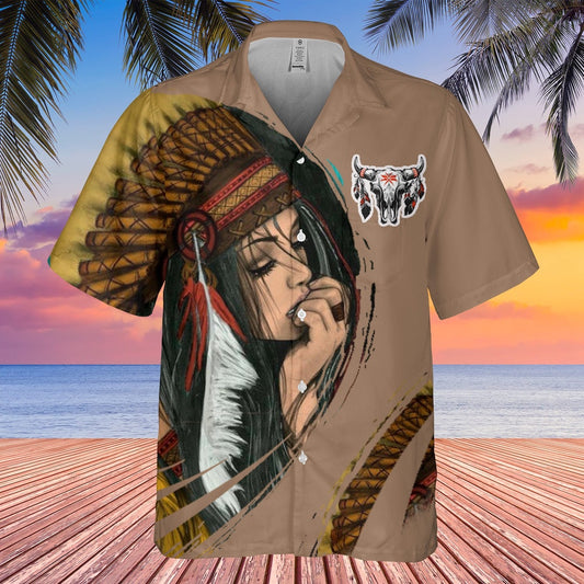 Native American Hawaiian Shirt, Bison Dream Hawaiian Shirt, Native American Chief Shirt, Native Pattern Shirt