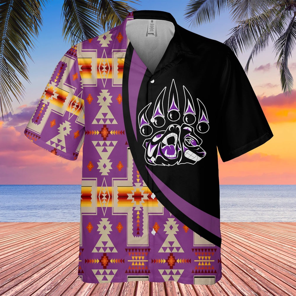 Native American Hawaiian Shirt, Black Bear Hawaiian Shirt, Native Pattern Shirt