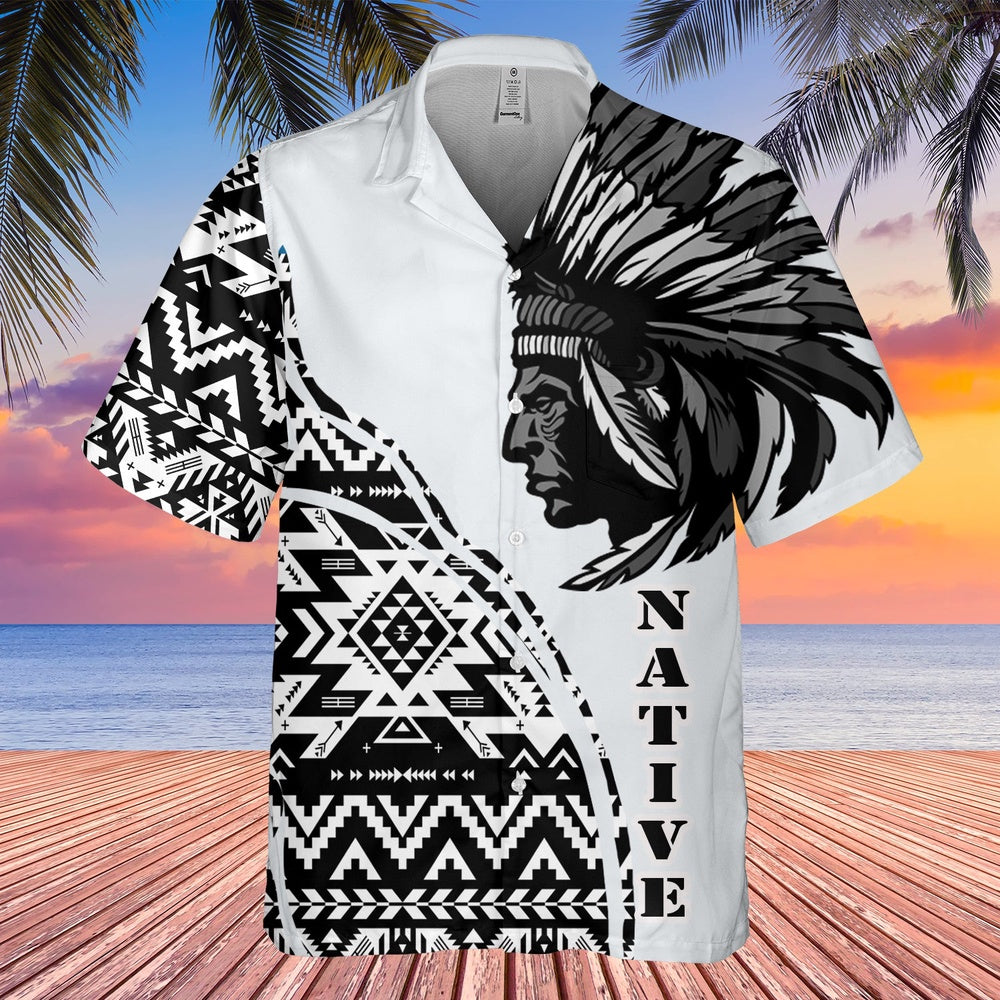 Native American Hawaiian Shirt, Brave Heart Hawaiian Shirt, Native American Chief Shirt, Native Pattern Shirt