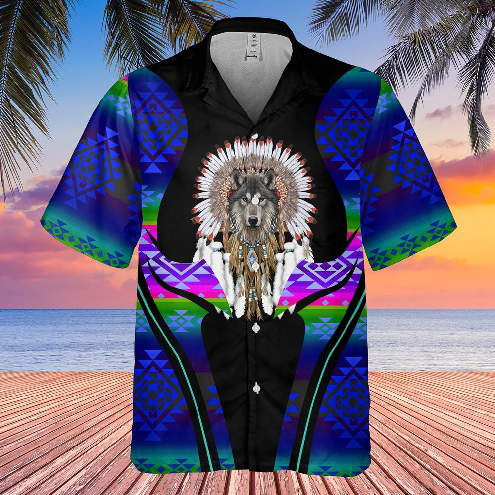 Native American Hawaiian Shirt, Buy Wolf Graphic Now Hawaiian Shirt, Wolf Native Hawaiian Shirt