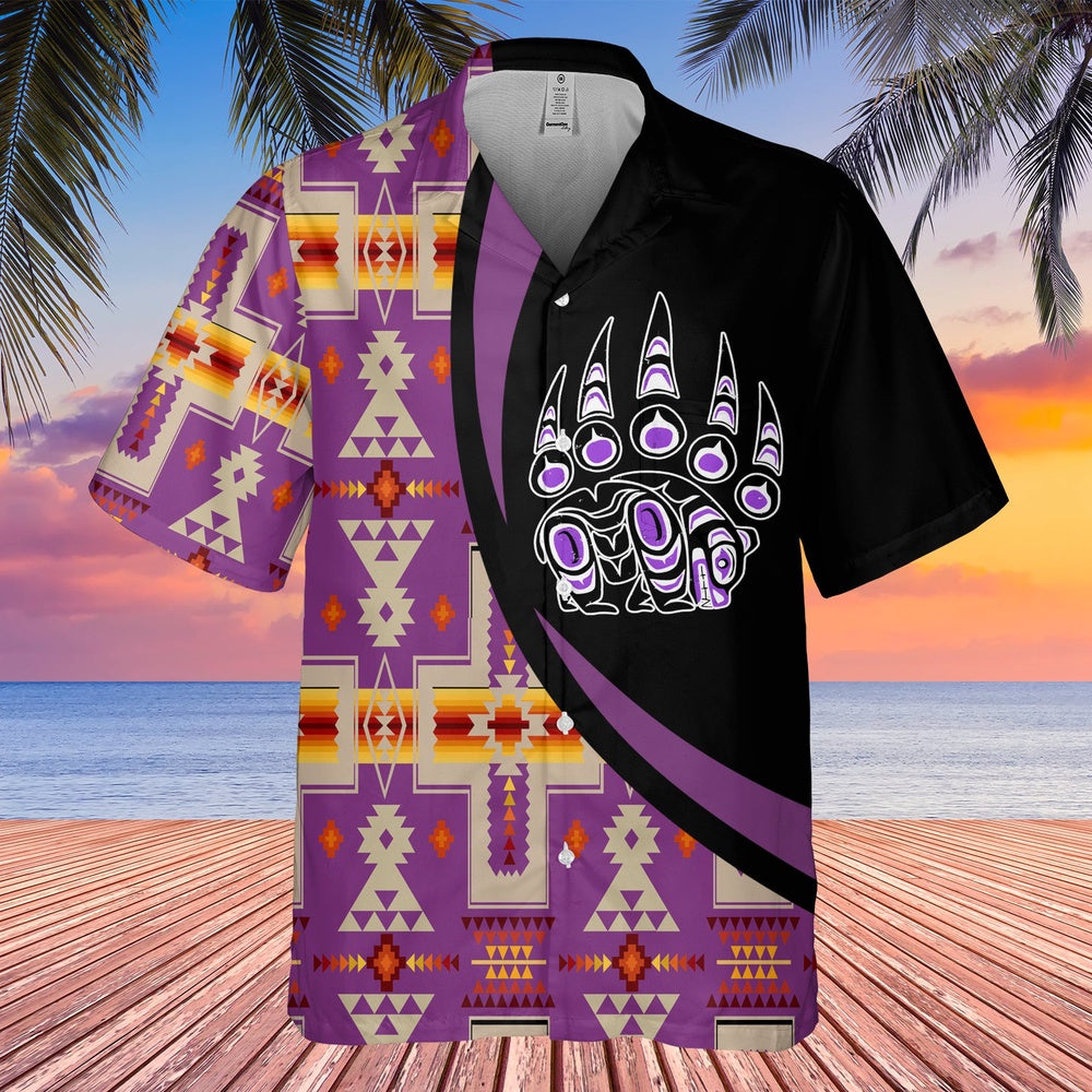 Native American Hawaiian Shirt, Cartoon Bear Hawaiian Shirt, Native Pattern Shirt