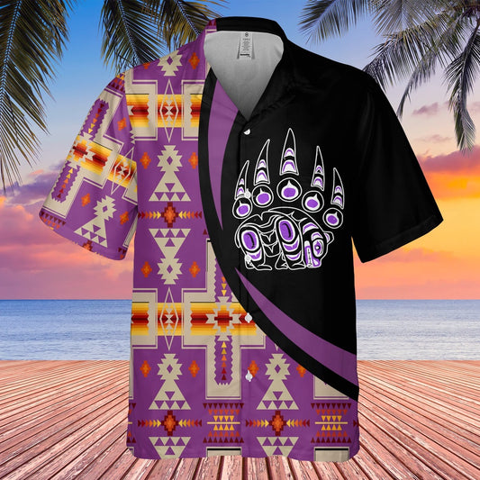 Native American Hawaiian Shirt, Cartoon Bear Hawaiian Shirt, Native Pattern Shirt