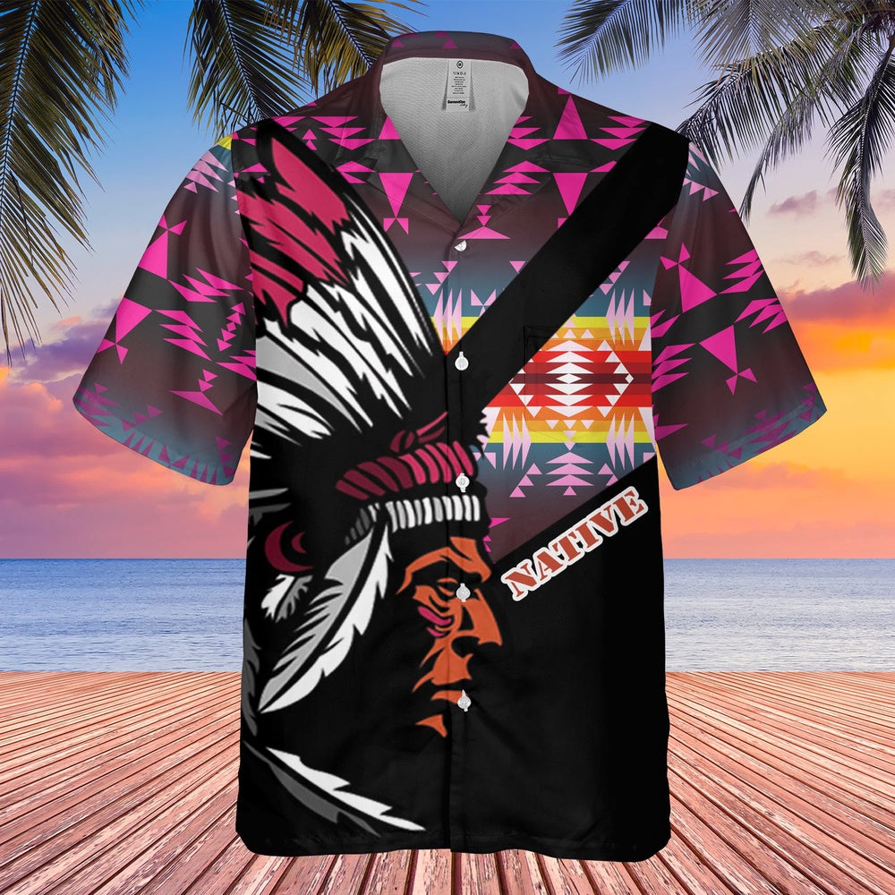 Native American Hawaiian Shirt, Classy Brocade Hawaiian Shirt, Native American Chief Shirt, Native Pattern Shirt