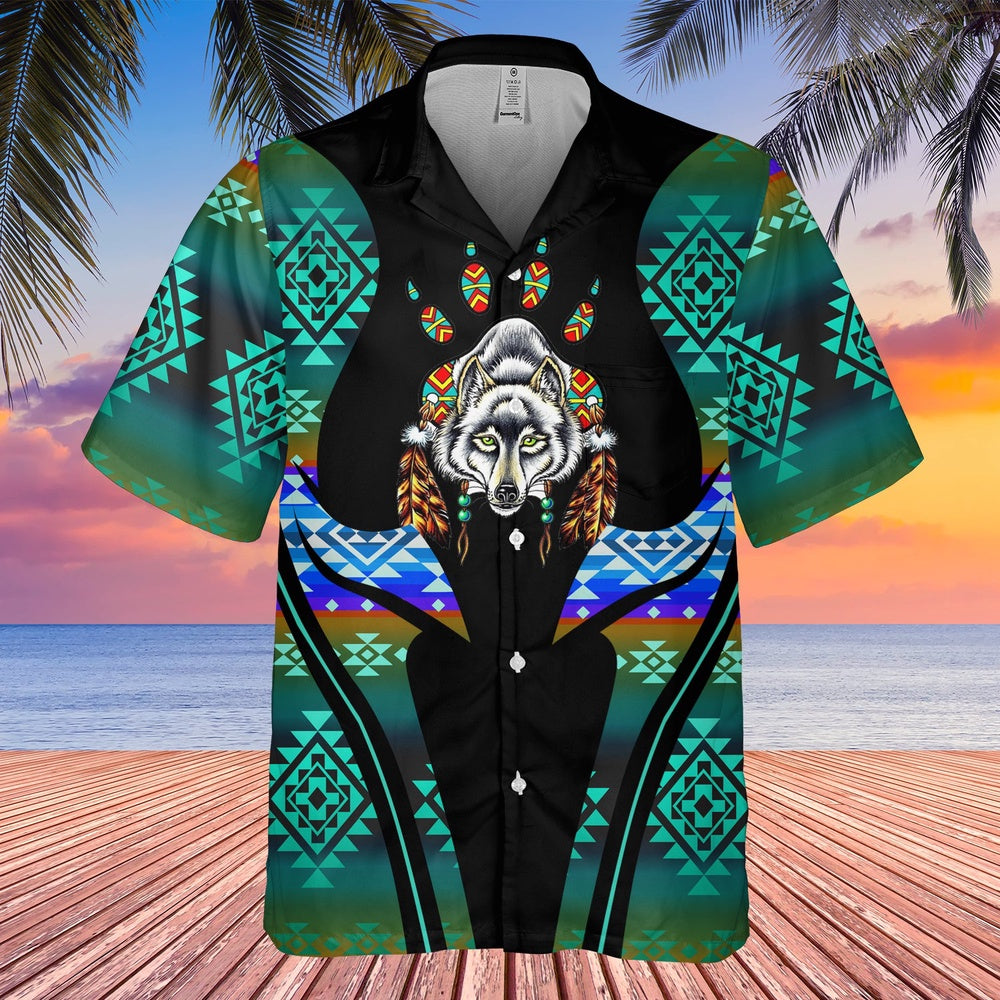 Native American Hawaiian Shirt, Confidently Express Your Spirit With Wolf Graphic Hawaiian Shirt, Wolf Native Hawaiian Shirt