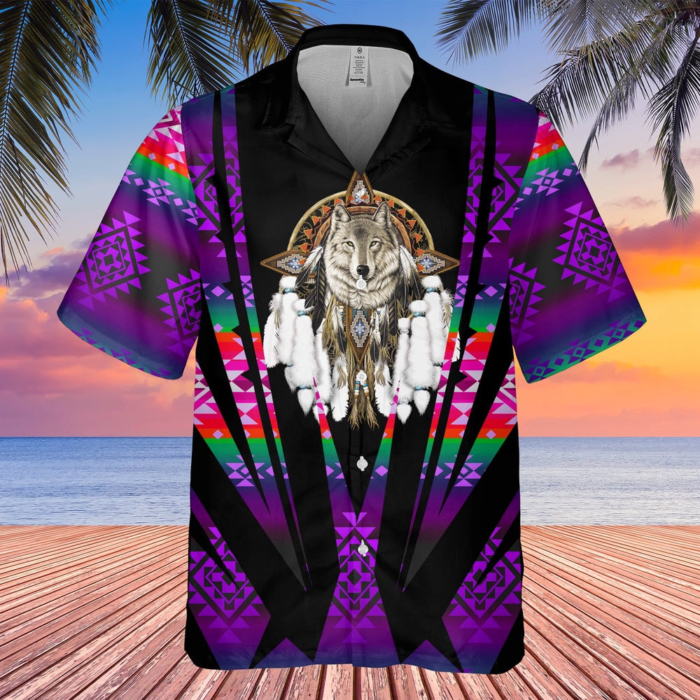 Native American Hawaiian Shirt, Easy To Style Wolf Graphic Hawaiian Shirt, Wolf Native Hawaiian Shirt