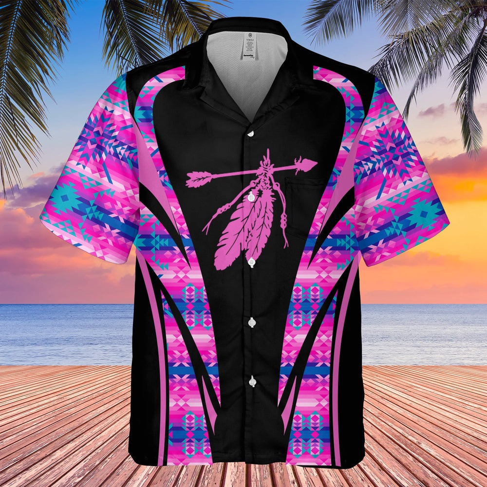 Native American Hawaiian Shirt, Elegant Feather Hawaiian Shirt, Native Pattern Shirt