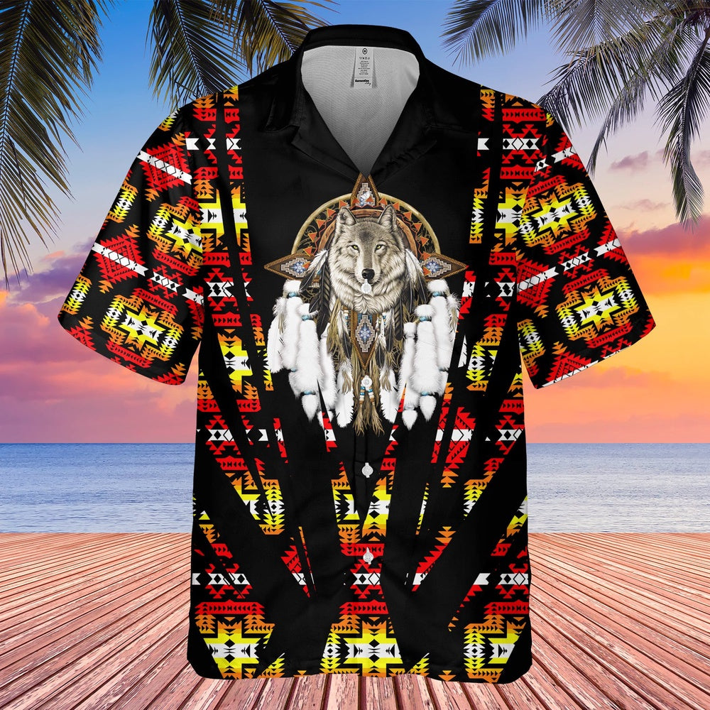 Native American Hawaiian Shirt, Energetic As Wolves Hawaiian Shirt, Wolf Native Hawaiian Shirt