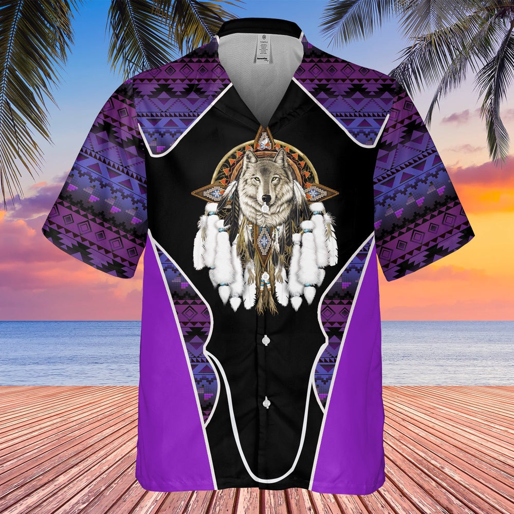 Native American Hawaiian Shirt, Exclusive Species Hawaiian Shirt, Wolf Native Hawaiian Shirt