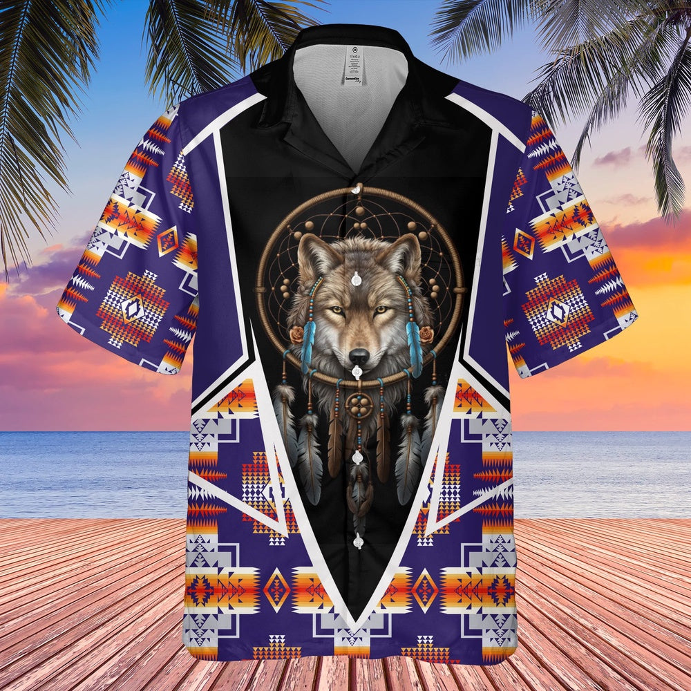 Native American Hawaiian Shirt,  Explore Wolf Graphic Hawaiian Shirt, Wolf Native Hawaiian Shirt