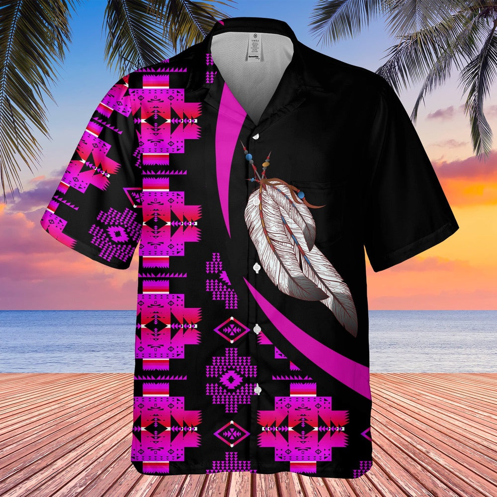 Native American Hawaiian Shirt, Feather For Outing Comfortable And Energetic Hawaiian Shirt, Native Pattern Shirt