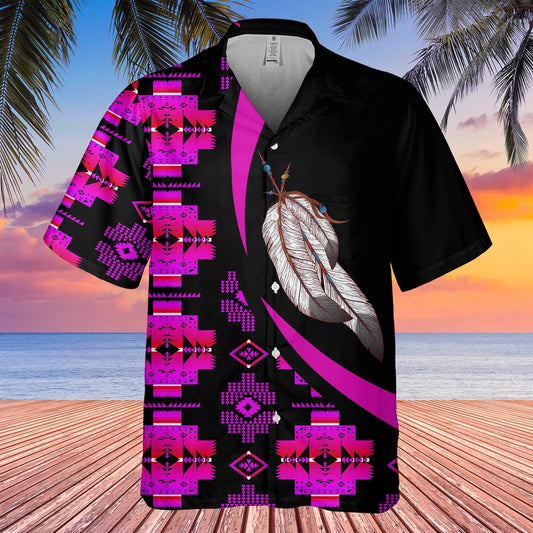 Native American Hawaiian Shirt, Feather For Outing Comfortable And Energetic Hawaiian Shirt, Native Pattern Shirt