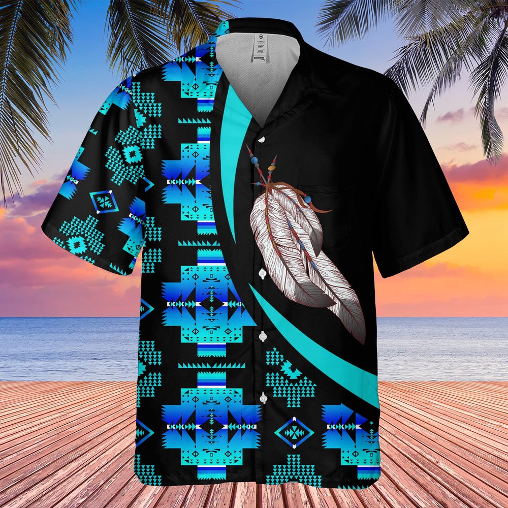 Native American Hawaiian Shirt, Feather For Party Luxurious And Impressive Hawaiian Shirt, Native Pattern Shirt