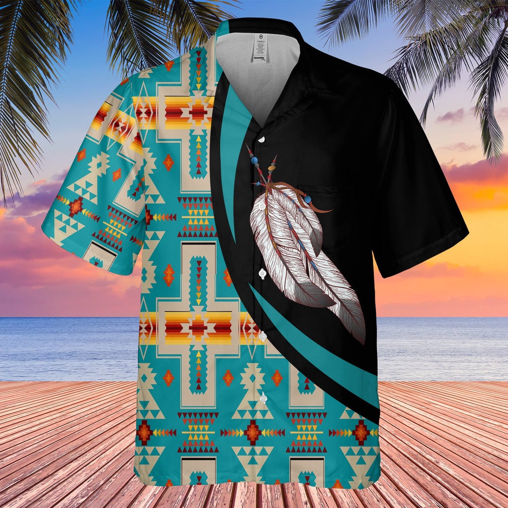 Native American Hawaiian Shirt, Feather For Women Elegant And Refined Hawaiian Shirt, Native Pattern Shirt