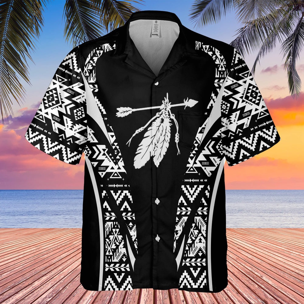 Native American Hawaiian Shirt, Freedom Feather Hawaiian Shirt, Native Pattern Shirt