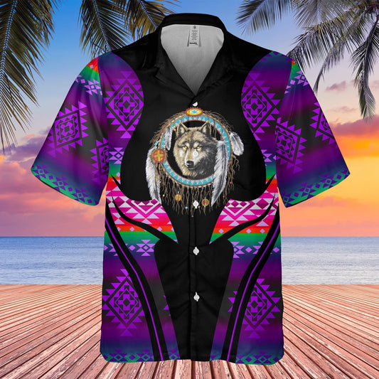 Native American Hawaiian Shirt, Grab Sale Wolf Graphic Hawaiian Shirt, Wolf Native Hawaiian Shirt