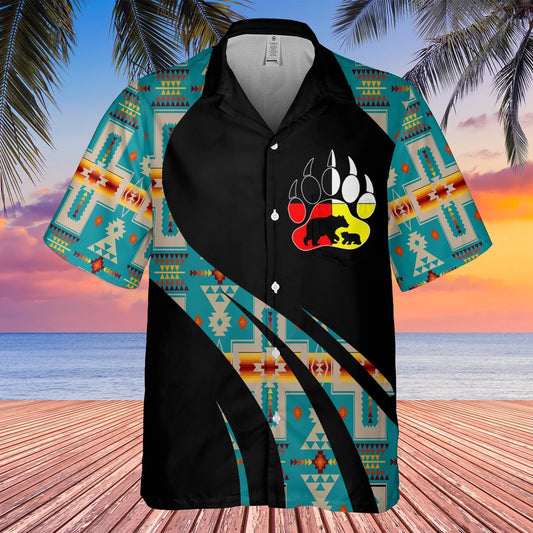Native American Hawaiian Shirt, Happy Bear Hawaiian Shirt, Native Pattern Shirt