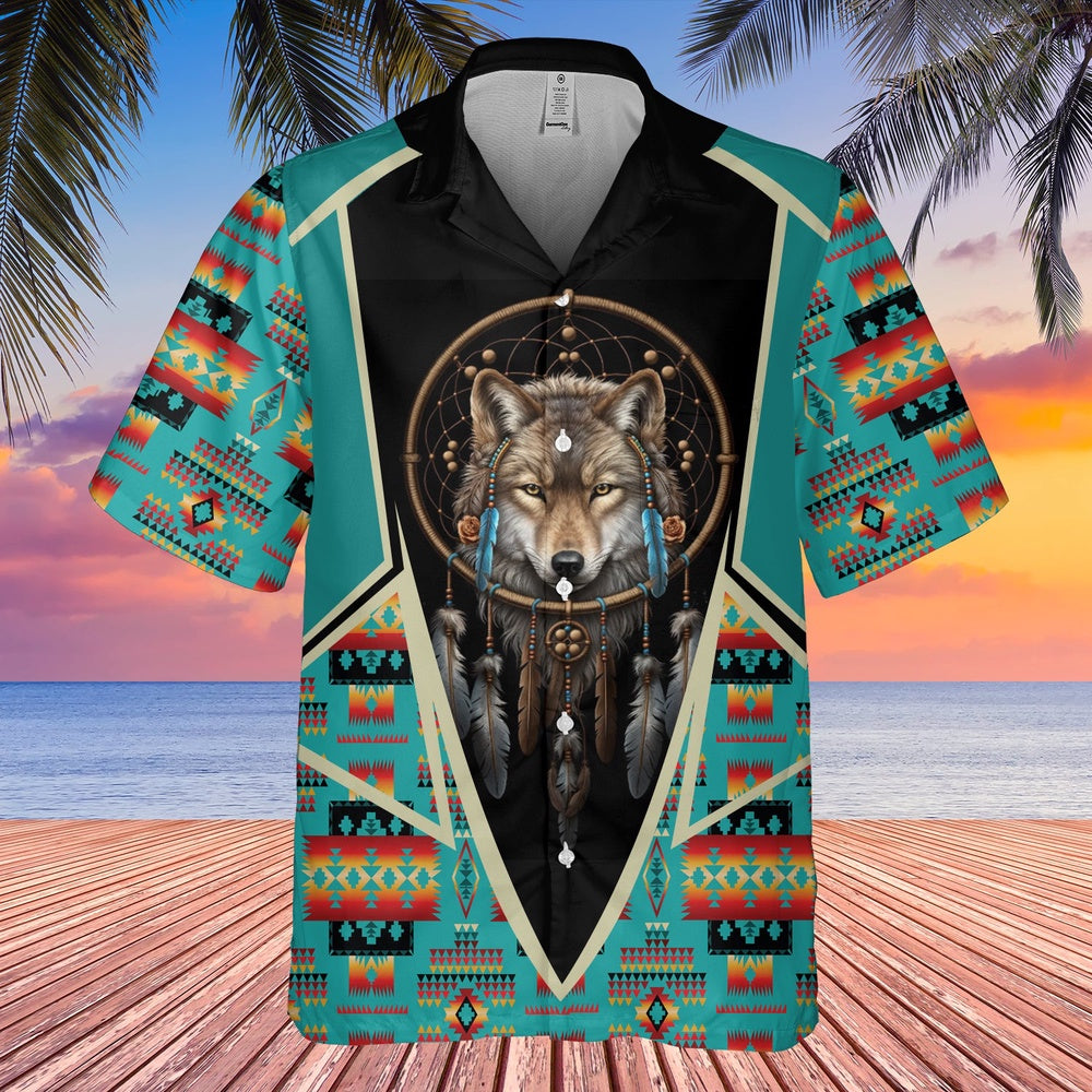 Native American Hawaiian Shirt, Hunting Instinct Hawaiian Shirt, Wolf Native Hawaiian Shirt