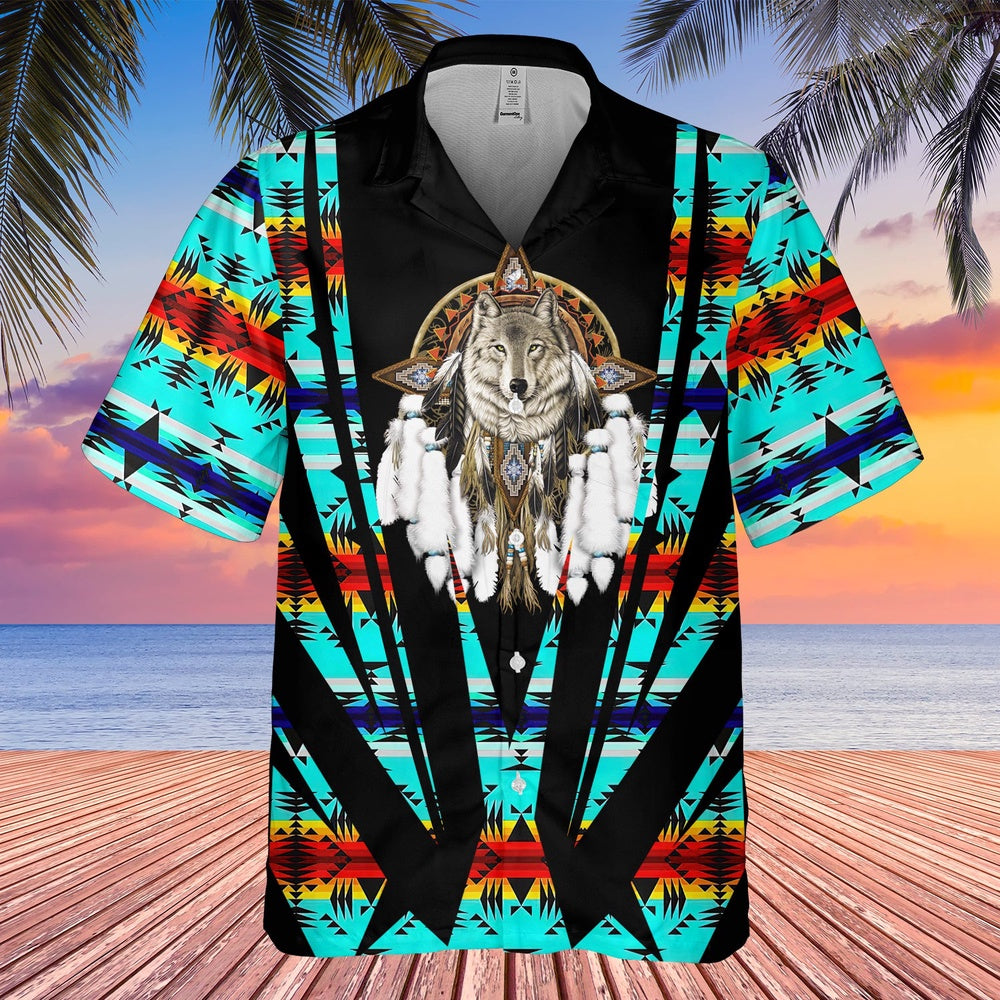 Native American Hawaiian Shirt, Live Strong Like Wolves Hawaiian Shirt, Wolf Native Hawaiian Shirt