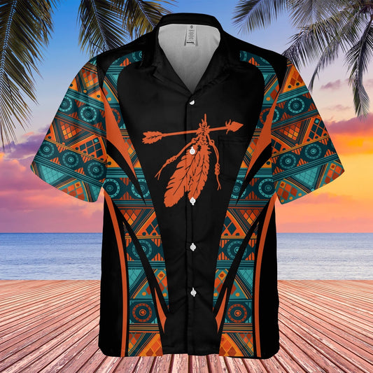 Native American Hawaiian Shirt, Love Feather Hawaiian Shirt, Native Pattern Shirt