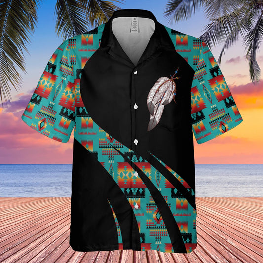 Native American Hawaiian Shirt, Love Feather Send Love To Your Loved Ones Hawaiian Shirt, Native Pattern Shirt
