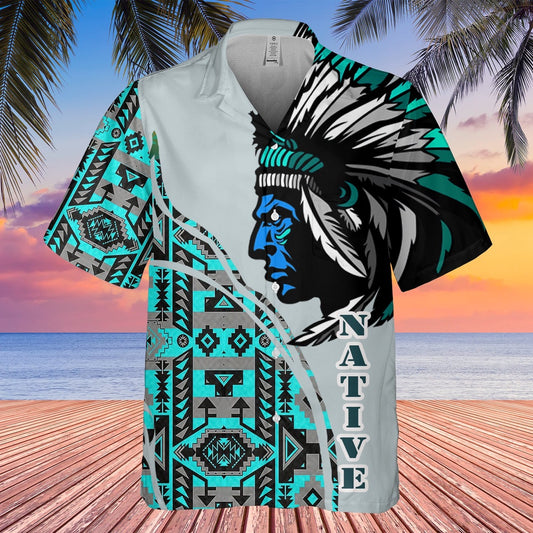 Native American Hawaiian Shirt, Mark Of Freedom Hawaiian Shirt, Native American Chief Shirt, Native Pattern Shirt