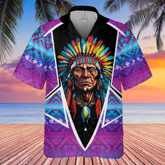 Native American Hawaiian Shirt, Mark Of Shadow Hawaiian Shirt, Native American Chief Shirt, Native Pattern Shirt
