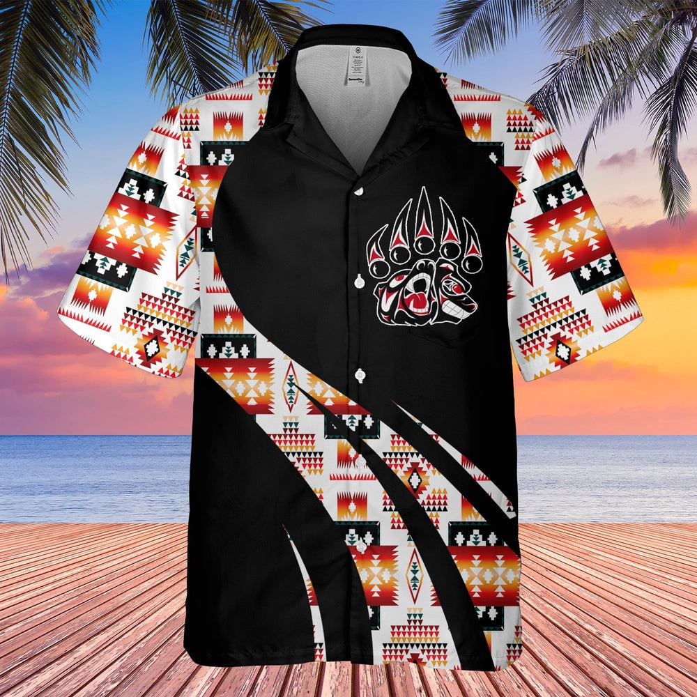 Native American Hawaiian Shirt, Modern Bear Hawaiian Shirt, Native Pattern Shirt
