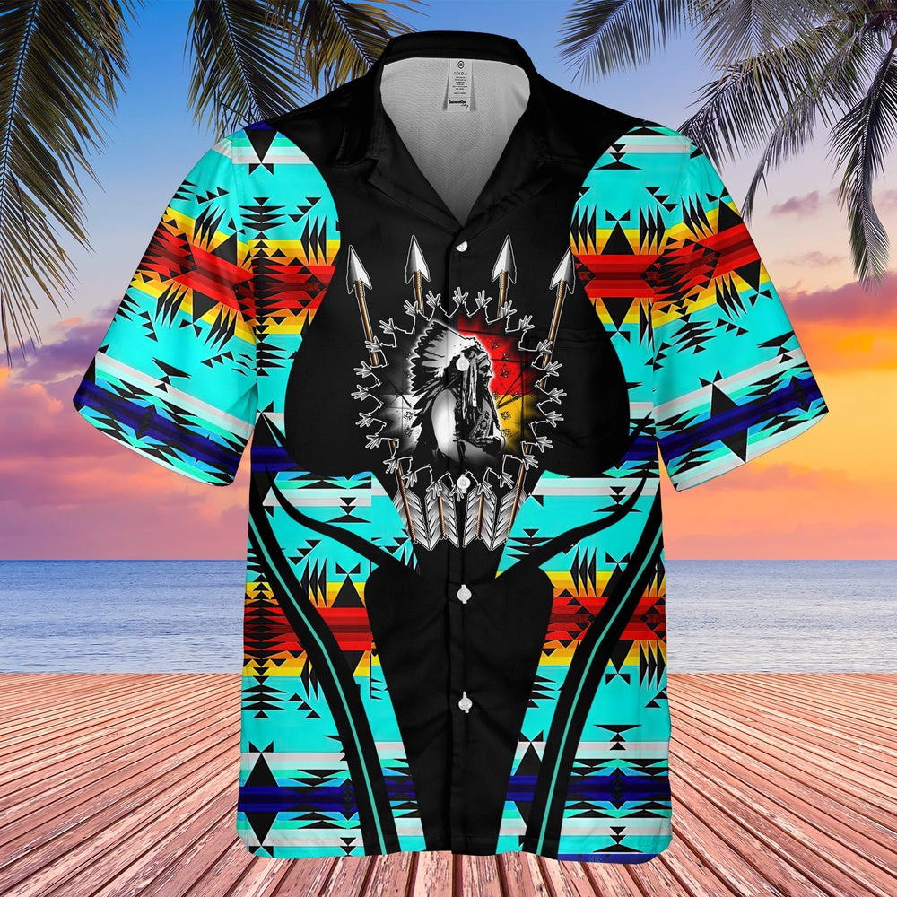 Native American Hawaiian Shirt, Moon Amulet Hawaiian Shirt, Native American Chief Shirt, Native Pattern Shirt