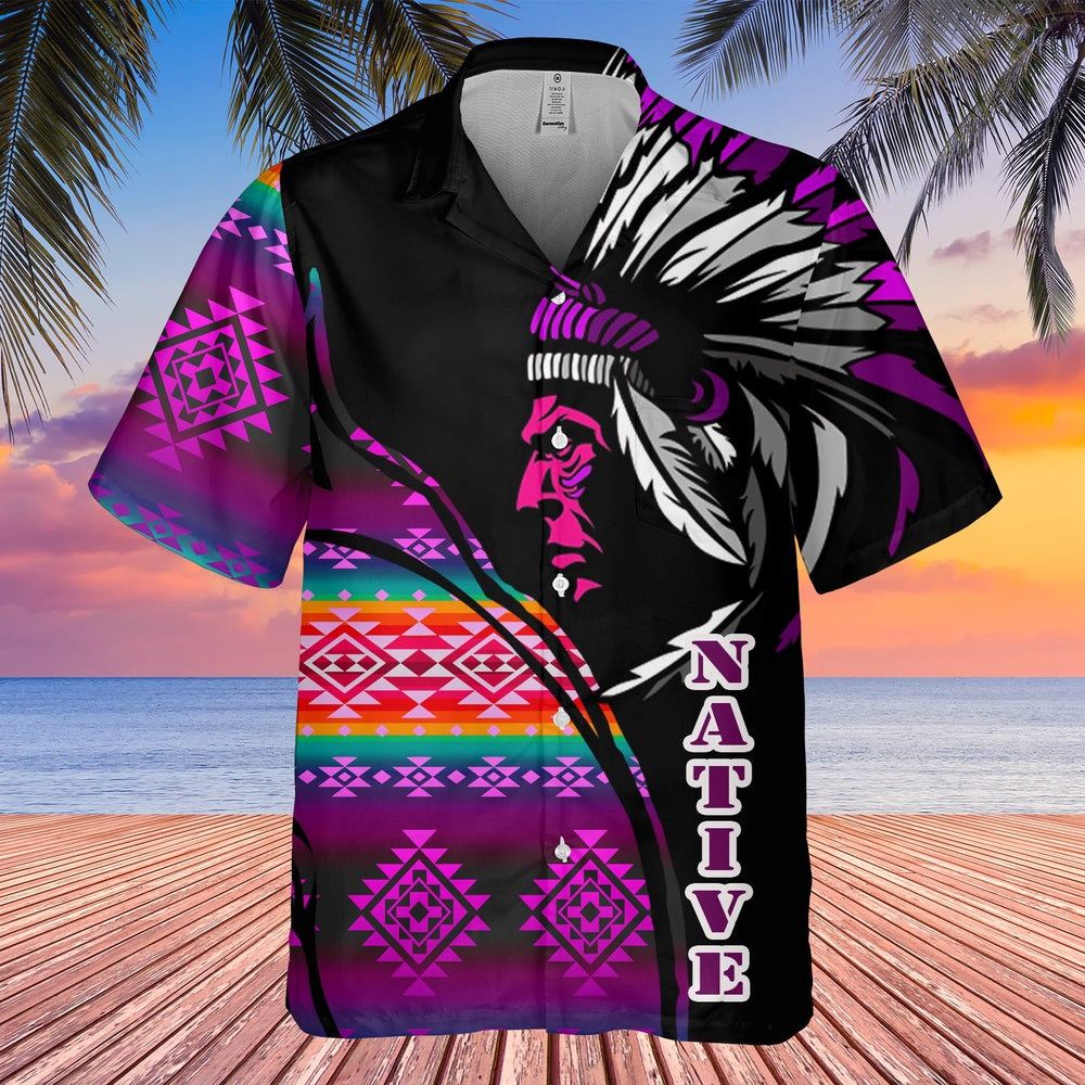 Native American Hawaiian Shirt, Moonlit Kiss Hawaiian Shirt, Native American Chief Shirt, Native Pattern Shirt