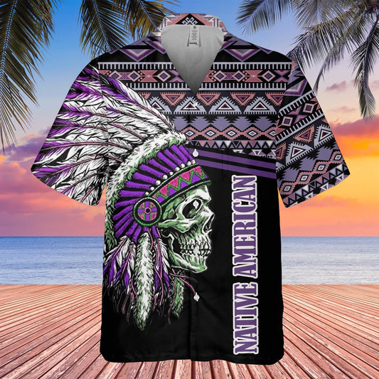 Native American Hawaiian Shirt, Moonlit Legend Hawaiian Shirt, Native American Chief Shirt, Native Pattern Shirt