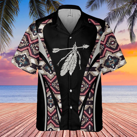 Native American Hawaiian Shirt, Musical Feather Hawaiian Shirt, Native Pattern Shirt