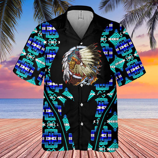 Native American Hawaiian Shirt, Ocean Kiss Hawaiian Shirt, Native American Chief Shirt, Native Pattern Shirt