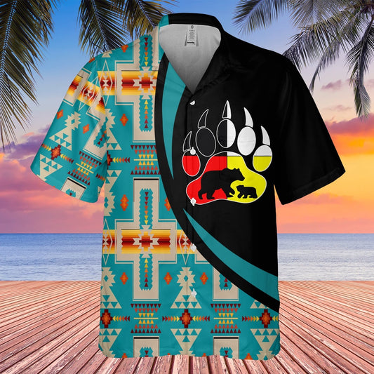 Native American Hawaiian Shirt, Panda Bear Hawaiian Shirt, Native Pattern Shirt