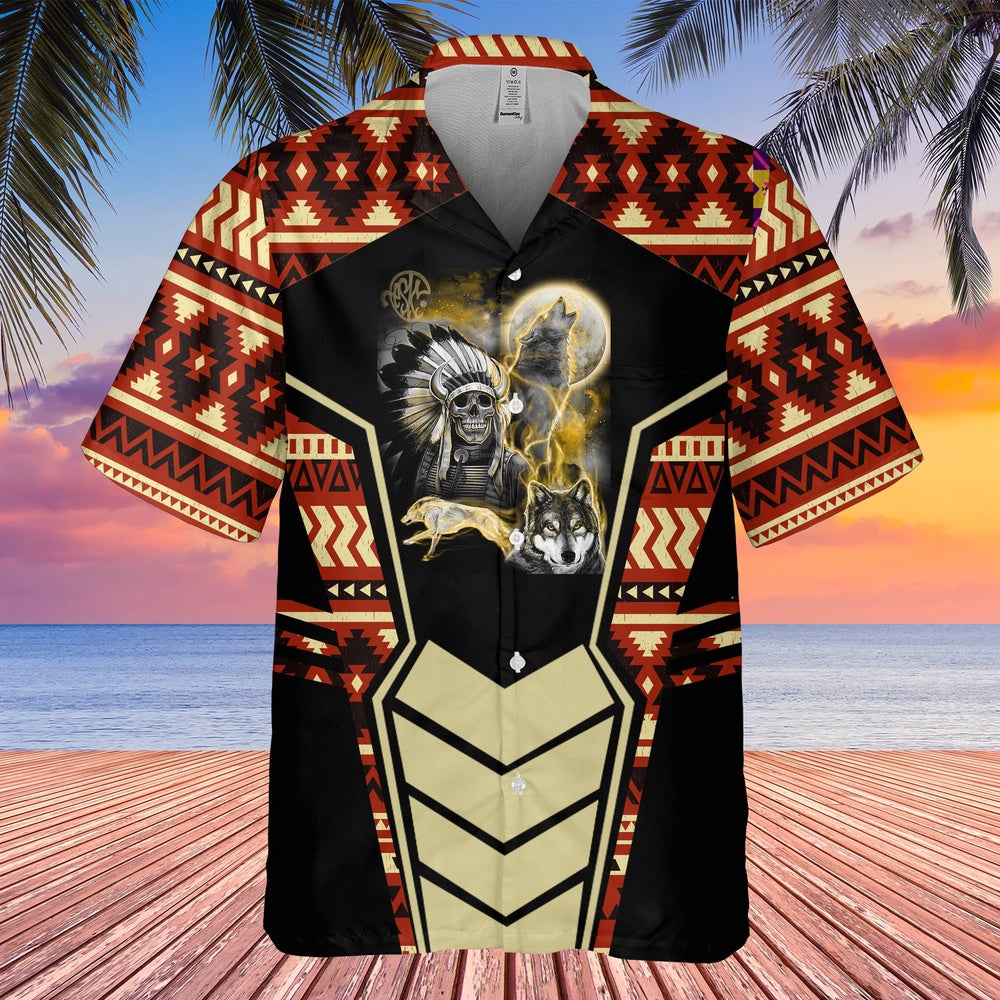Native American Hawaiian Shirt, Power Of The Bear Pack Hawaiian Shirt, Native American Chief Shirt, Native Pattern Shirt