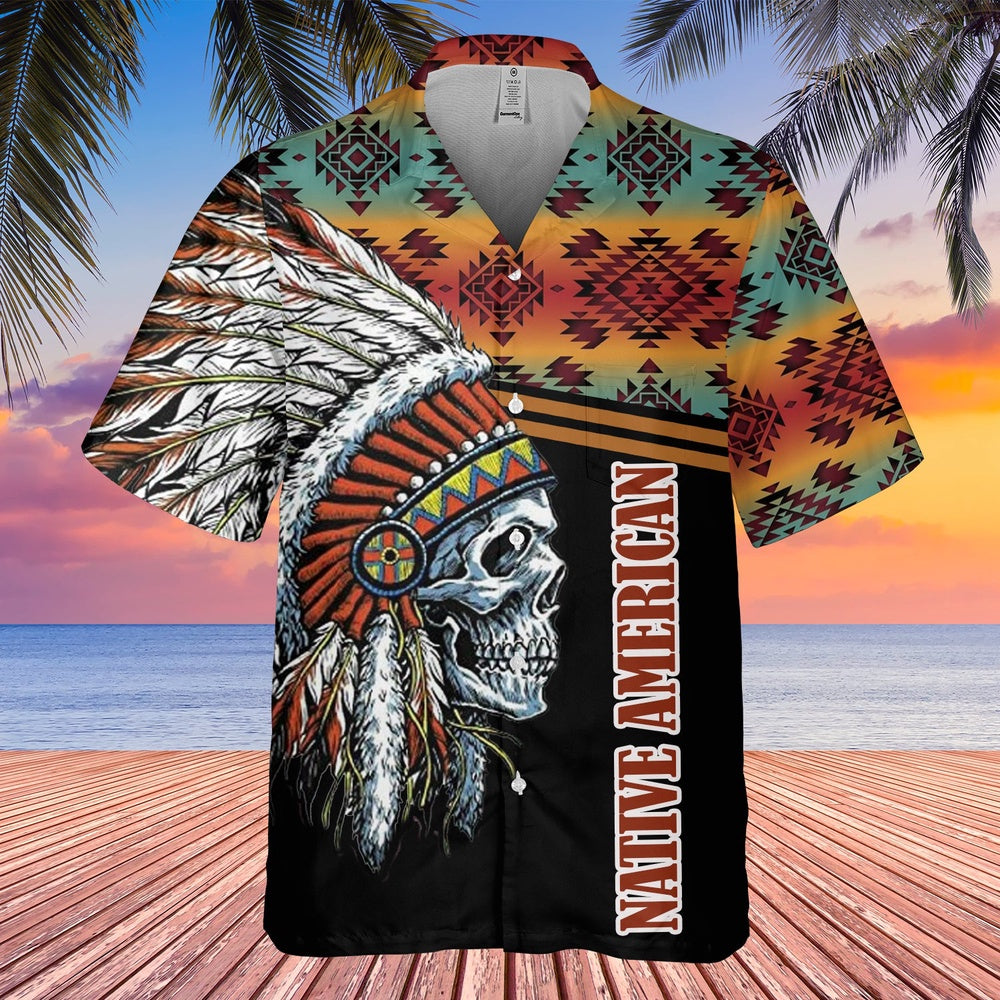 Native American Hawaiian Shirt, Prairie Mark Hawaiian Shirt, Native American Chief Shirt, Native Pattern Shirt