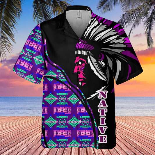 Native American Hawaiian Shirt, Sacred Circle Hawaiian Shirt, Native American Chief Shirt, Native Pattern Shirt